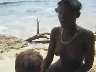 Hairy African schoolgirl fuck Euro young female in the Beach