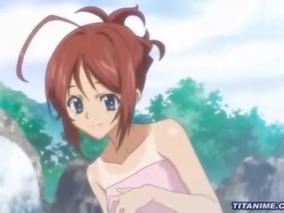 Redhead hentai girl gets fondled on her superb bath
